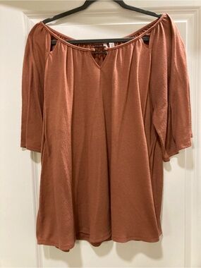 Cato Rust Brown Off-Shoulder Tunic Top